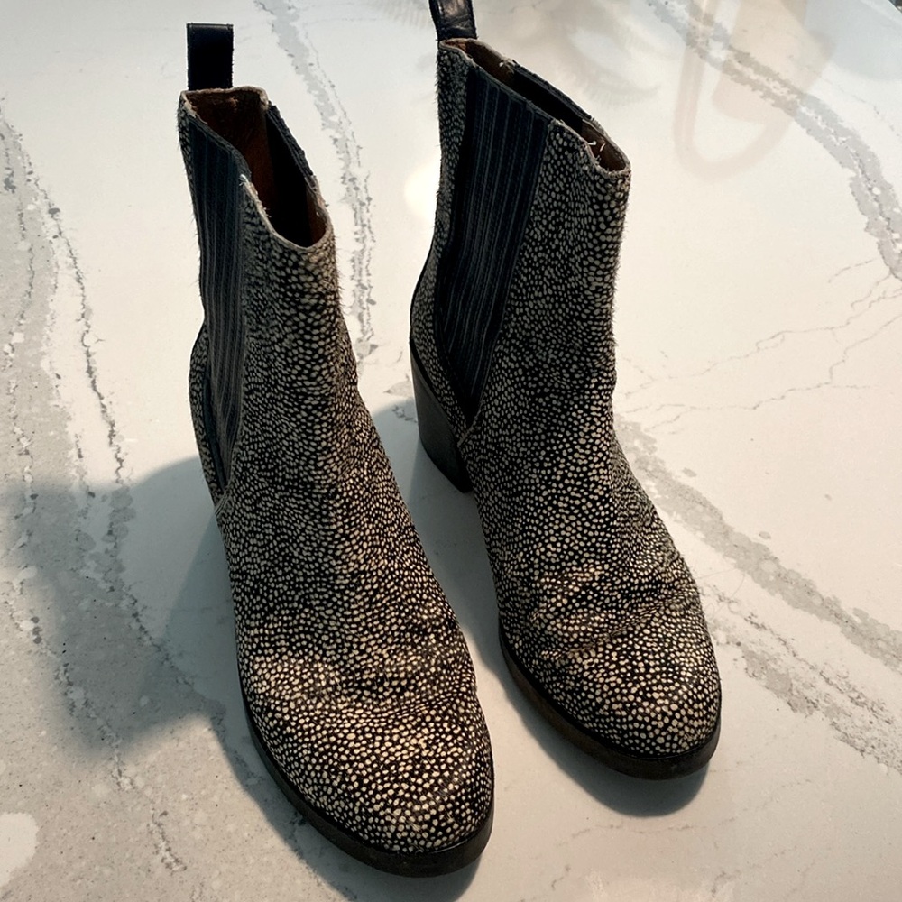 UGG hide spotted print booties, size 10. Worn once.